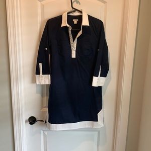 J. Crew Navy & White Collared Dress